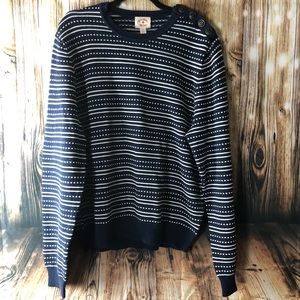 BROOKS BROTHERS Red Fleece Navy & White Sweater